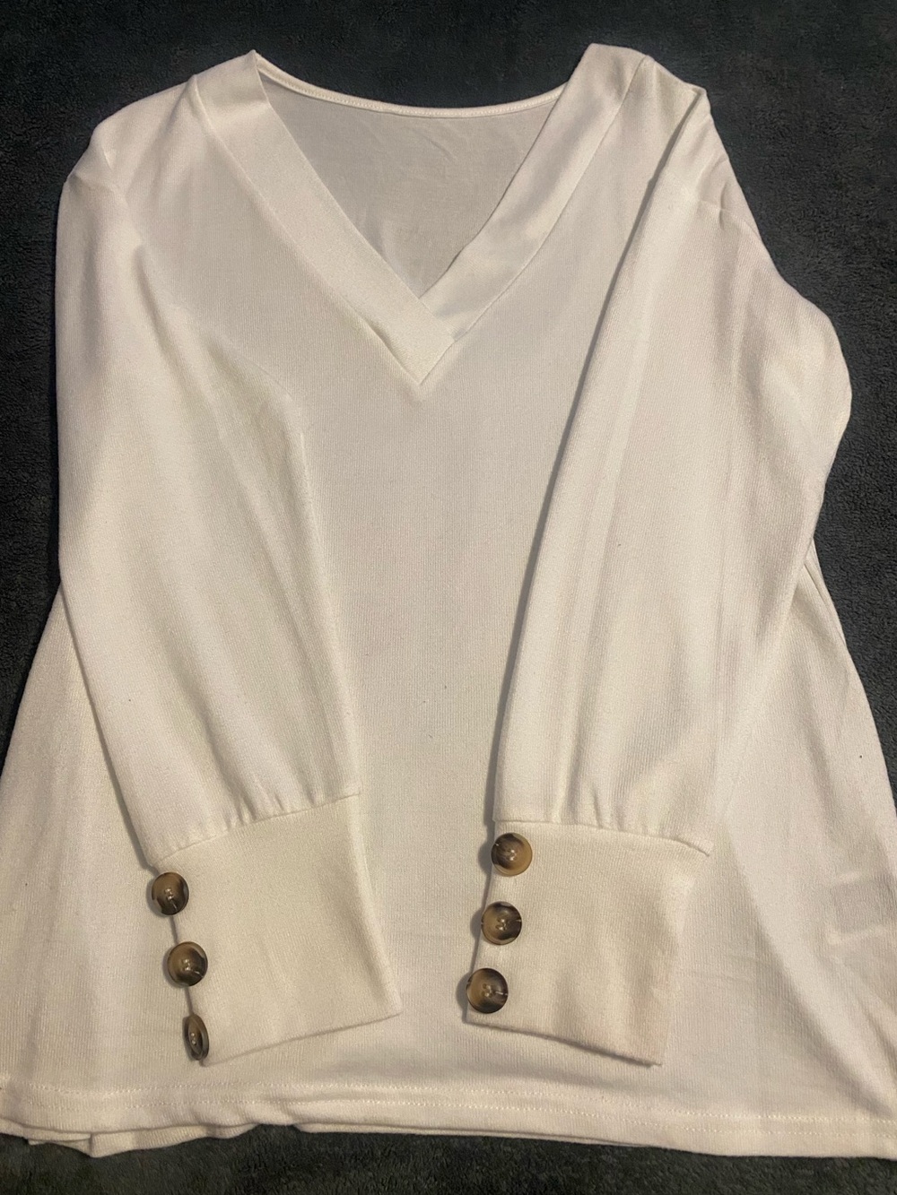 SHEIN White V-Neck Long Sleeve Top